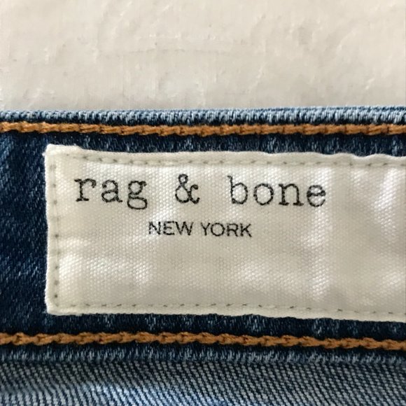 Rag & Bone Cate Mid Rise Ankle skinny Jeans Women size 24 Blue Distress Raw Hem - Picture 3 of 14